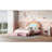 Full Size Upholstered Rainbow Design Bed, Velvet Princess Platform Bed With Storage Drawer, No Box-Spring Needed,Colorful&Pink-222805795
