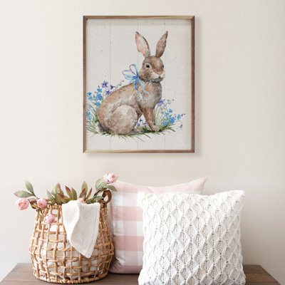 Lapin en fleurs bleues