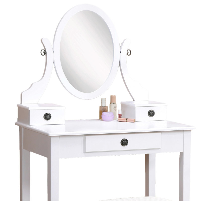 Ensemble coiffeuse et tabouret de maquillage, Blanc