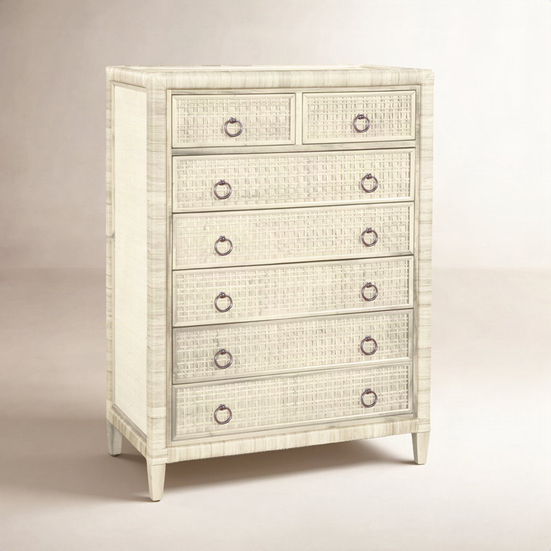Commode 7 tiroirs Monterey, Bisque, Non, Nickel satiné