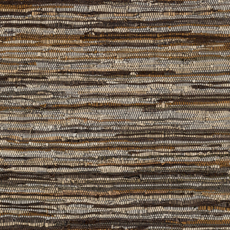 Altum Abstract Handmade Flatweave Leather/Cotton Dark Brown/Brown/Tan/Medium Gray Area Rug, Rectangle 6' x 9'