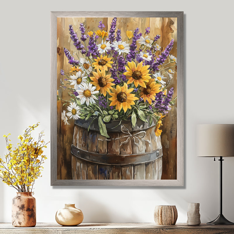 Dorrine - impressions sur toile florales, H 32 po x l 24 po, Reproduction encadrée d'une seule photo, Argent argent