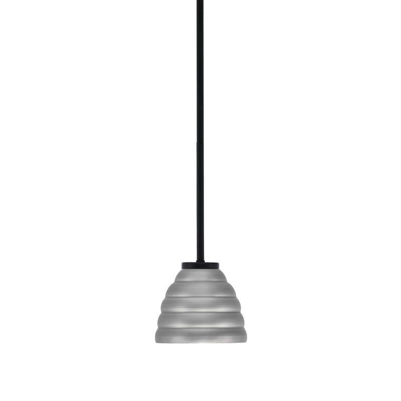 Mini-luminaire suspendu 1 lumière Amarmula, finition noir mat, abat-jour ruche graphite en métal 6 po