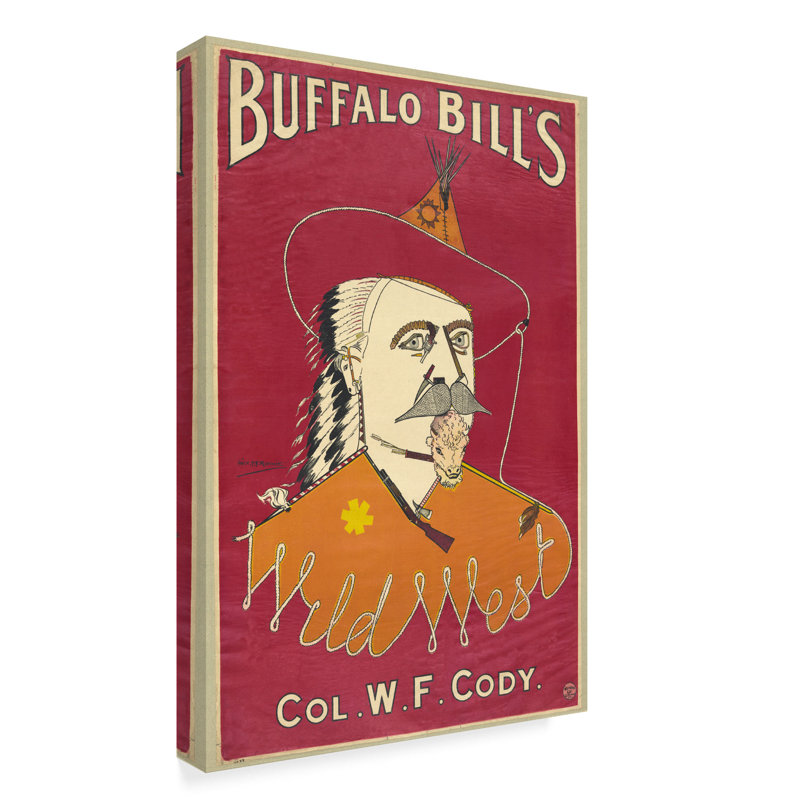 « buffalo bills wild west », affiche rétro sur toile tendue, H 19 po x l 12 po x P 2 po