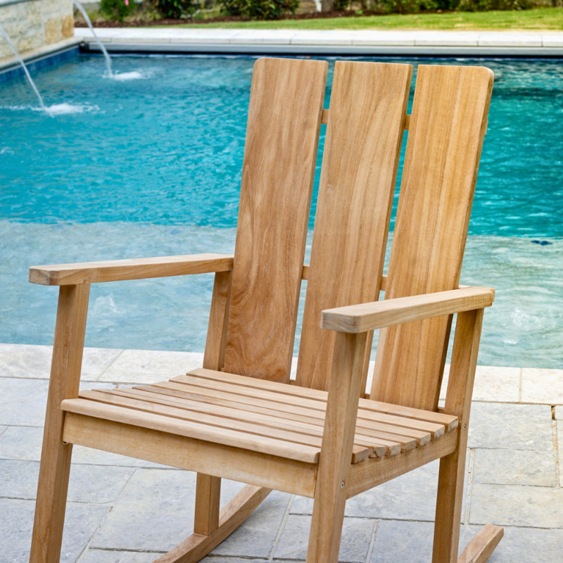 Chaise berçante d'extérieur en bois massif Gatesville