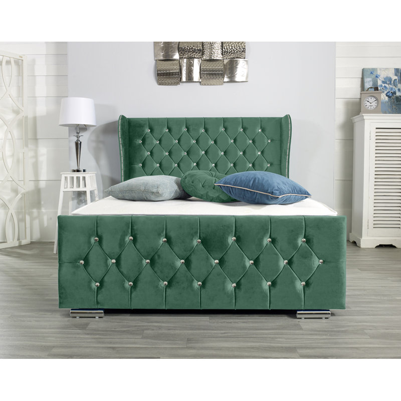 Lamberton Upholstered Bed Frame, Green, European Single (90 x 200 cm)