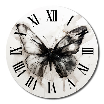 Horloge murale papillon noir et blanc I