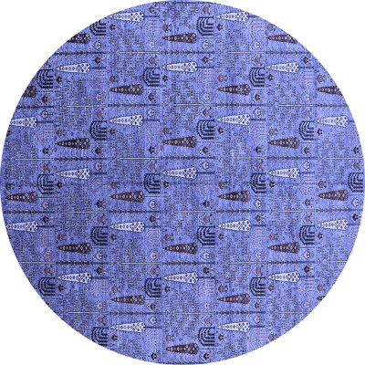 Tapis oriental en laine / polyester tissé à la machine en bleu