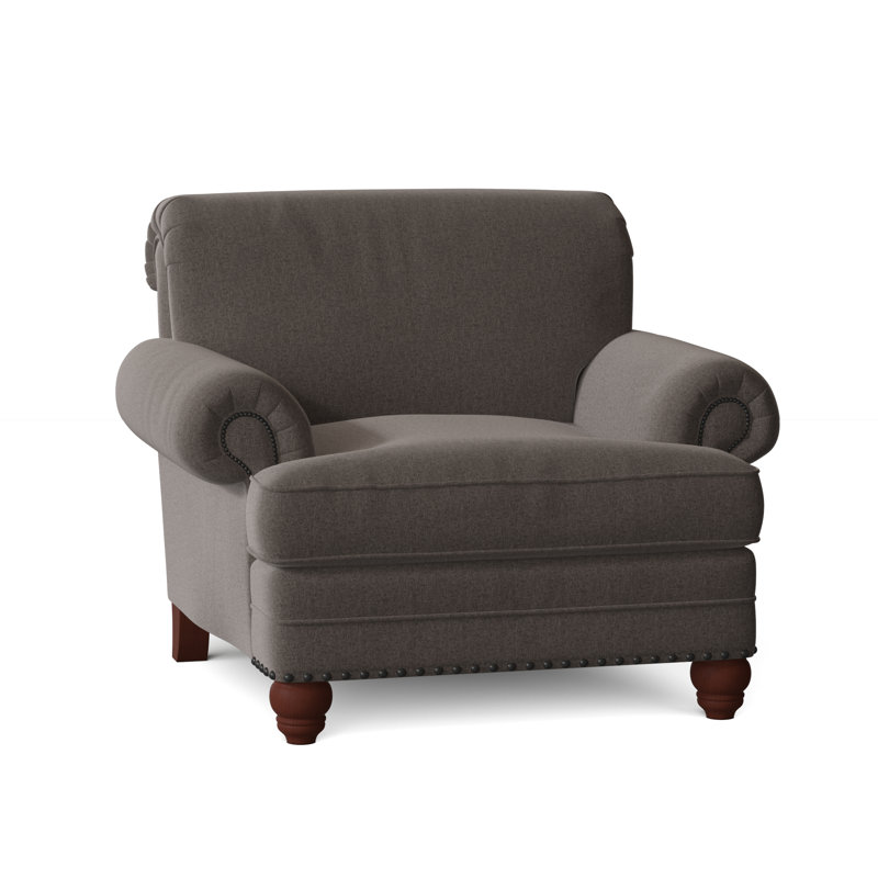 Fauteuil Ballester, Laiton foncé, Beau sergé performance 41 gris, Manhattan