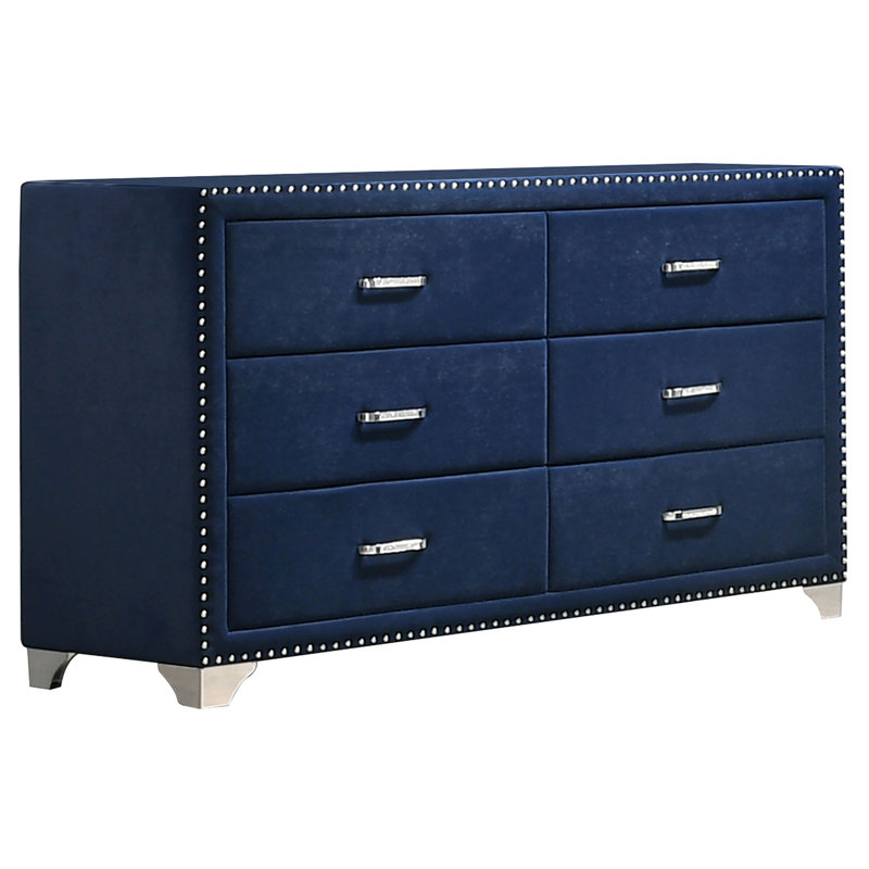 Commode et commode rembourrées bleu pacifique, Bleu
