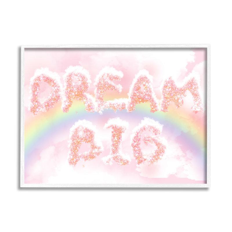 Dream Big Sparkle Cloud, H 24 po x l 30 po x P 1,5 po, Giclée encadrée blanc bord de mer