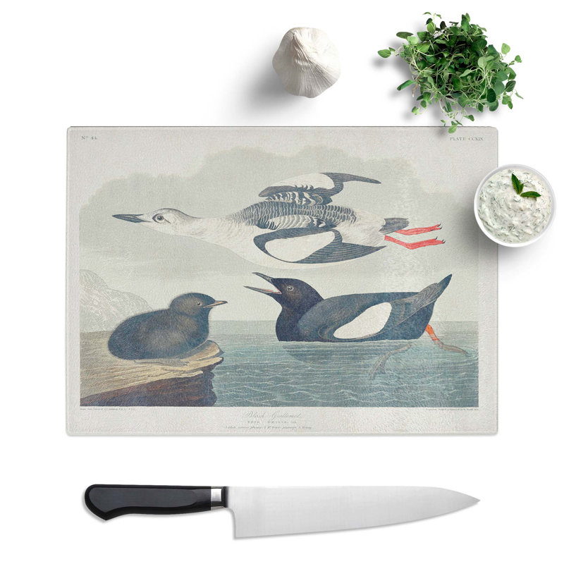 Tempered Glass Guillemot Bird by John James Audubon Chopping Board, 39cm W x 28.5cm L