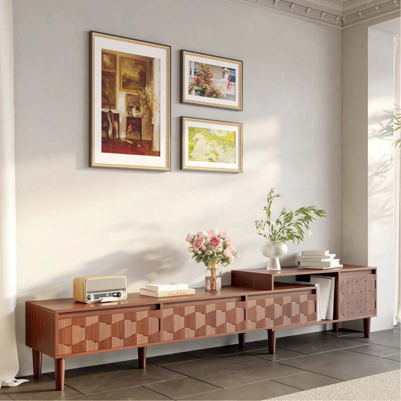 Ulita  87"-106" Retracted Extendable TV Stand, Mid Century Modern Media Console Cabinet with Drawers Cabinets & Shelves