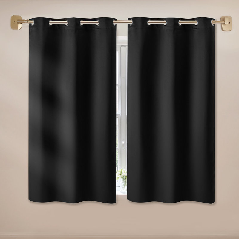 Blackout Curtains 2 Panels Set Each for Bedroom, 42.13" W x 62.99" L, Black
