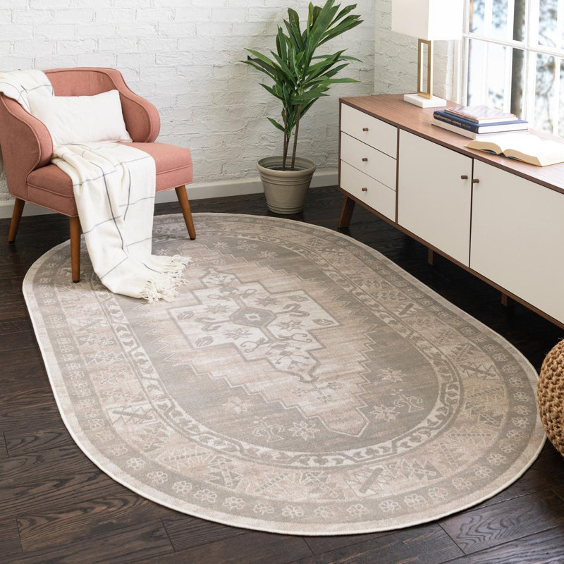 Tapis gris Edvardas, Ovale 5 pi x 8 pi
