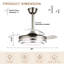Ventilateur de plafond rétractable 36 "avec lumière et télécommande, ventilateur moderne à 6 vitesses sans pales avec commande APP-251277037