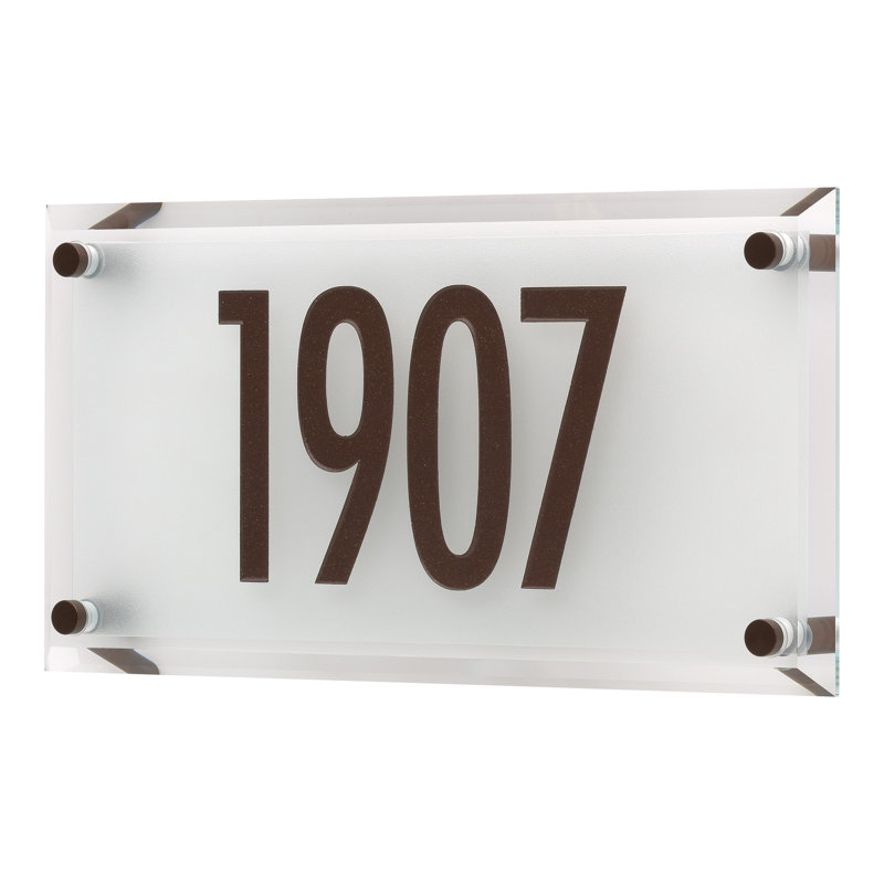 Frosted Beveled Crystal Futura Engraved 1-Line Address Sign, Dark Bronze, Yes