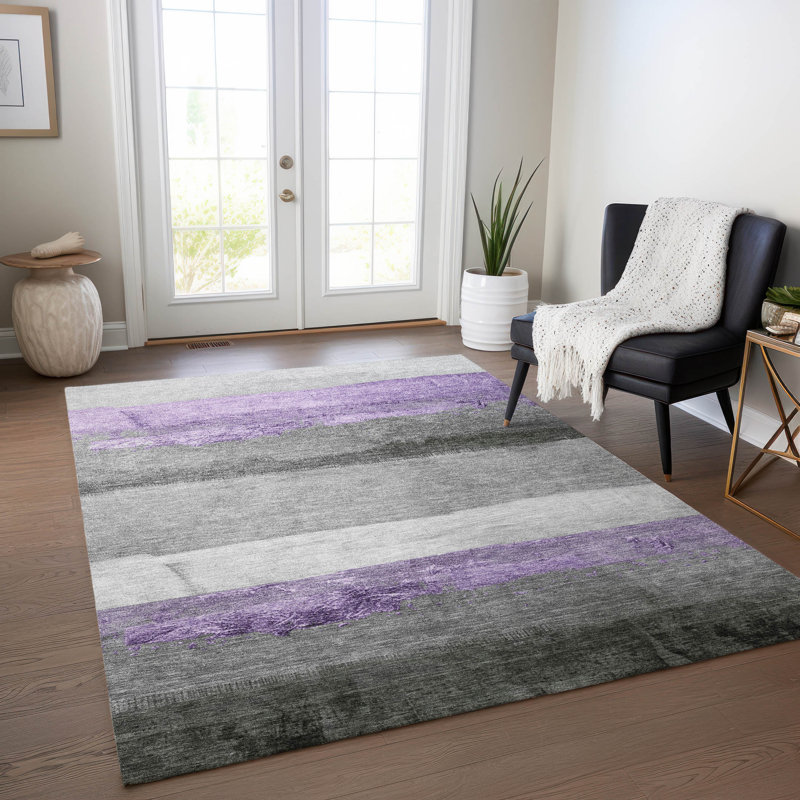 Tapis lavande lavable à la machine intérieur / extérieur Xhevrie, Rectangulaire 8 pi x 10 pi