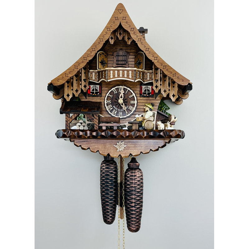  Horloge coucou Eight Day - 13,5 po de hauteur - Chalet avec buveur de bière