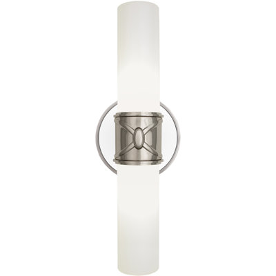Chase 2-Light Wall Sconce - Polished Nickel, Polished Cas White -