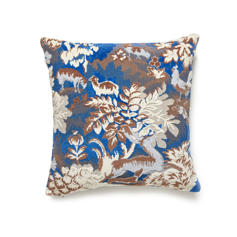 Tails Tale Square Pillow Cover & Insert, Blue Wood