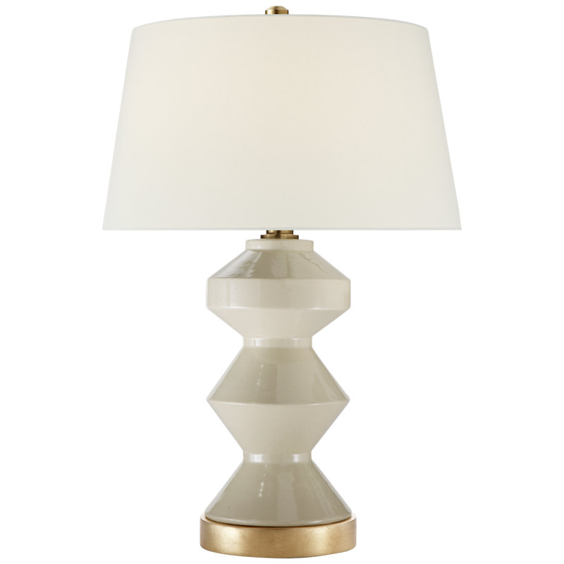 Chapman & Myers Weller Zig-Zag Table Lamp, Coconut Porcelain, Fabric