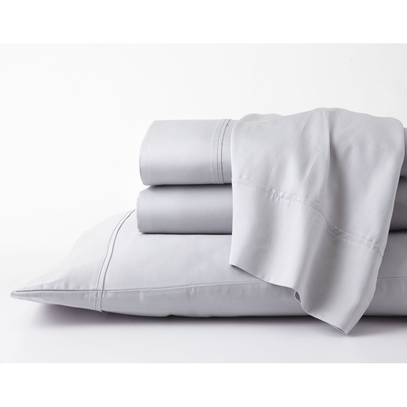 GhostBed Luxury Cooling Supima Cotton and Tencel Sheet Set, Twin, Gray