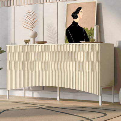 Elegant Sideboard Featuring Curved Bottom Doors With Arched Groove Design In A Stylish Four-Door Layout,Suitable For Living Rooms,Entrance And Study