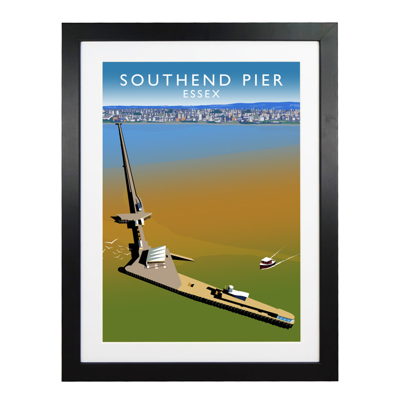 'Southend Pier' by Richard O'Neil - Print, 54 cm H x 44 cm W x 2.2 cm D, Black Wood Frame