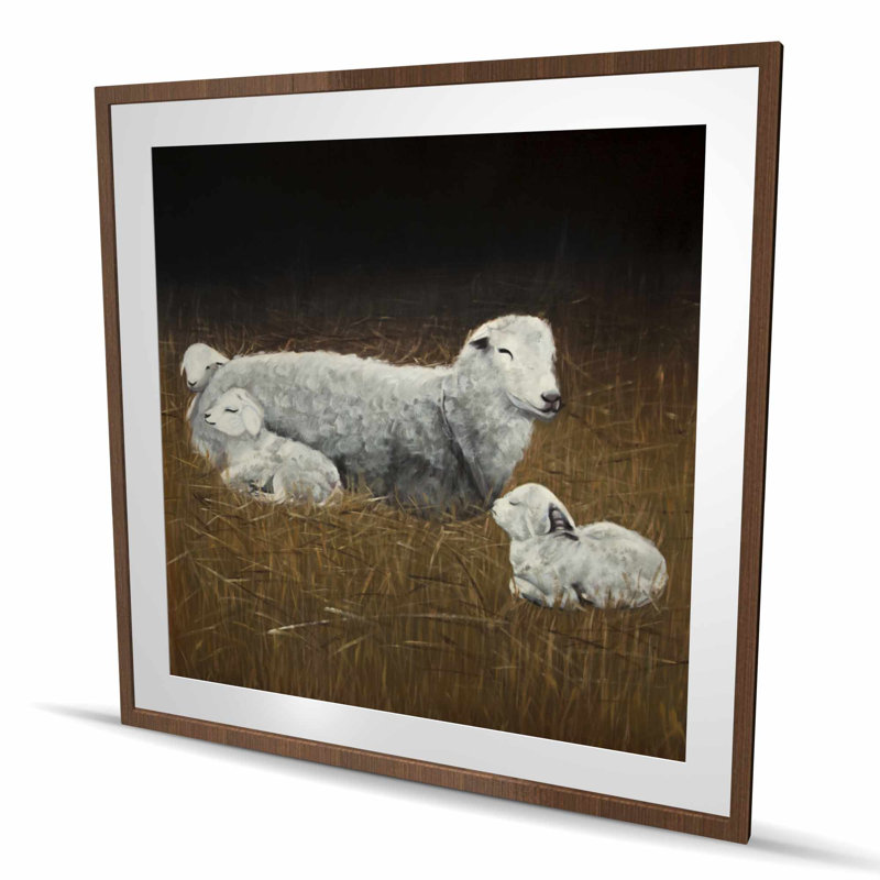Sheep and Lambs - Farmhouse Living, reproduction d'art encadrée