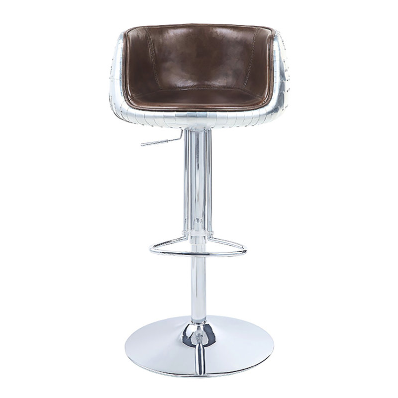 Tabouret de salle à manger rétro brun avec siège réglable et fonction pivotante - Cuir moderne et confortable, idéal pour la pièce