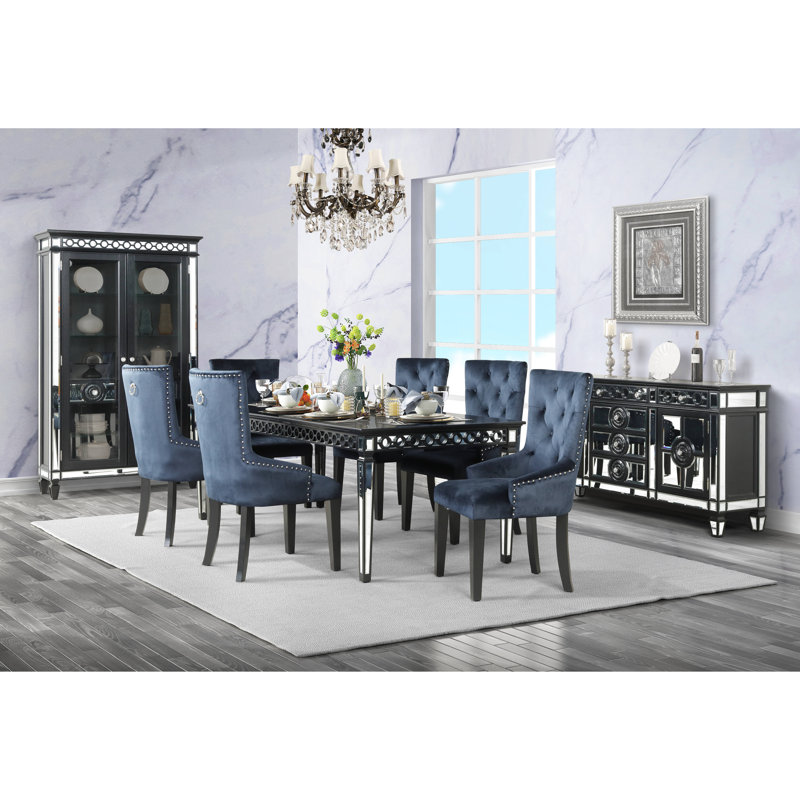 Chaise d'appoint rembourrée bleu marine et noire Varian II (ensemble de 1, sans table incluse)