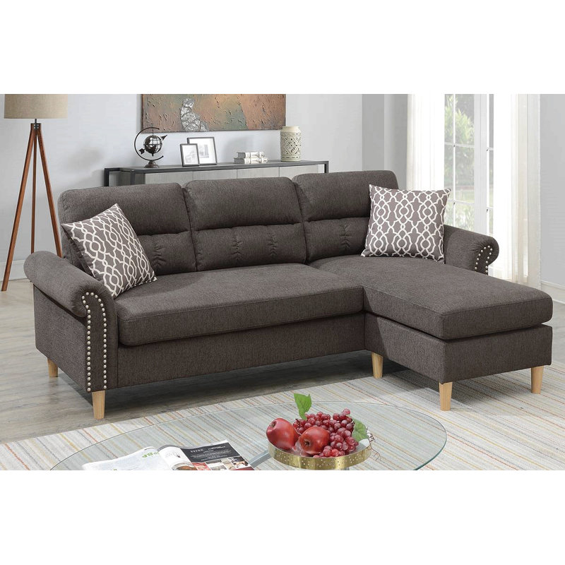 Ensemble de canapé modulaire réversible Polyfiber, Tissu - brun clair