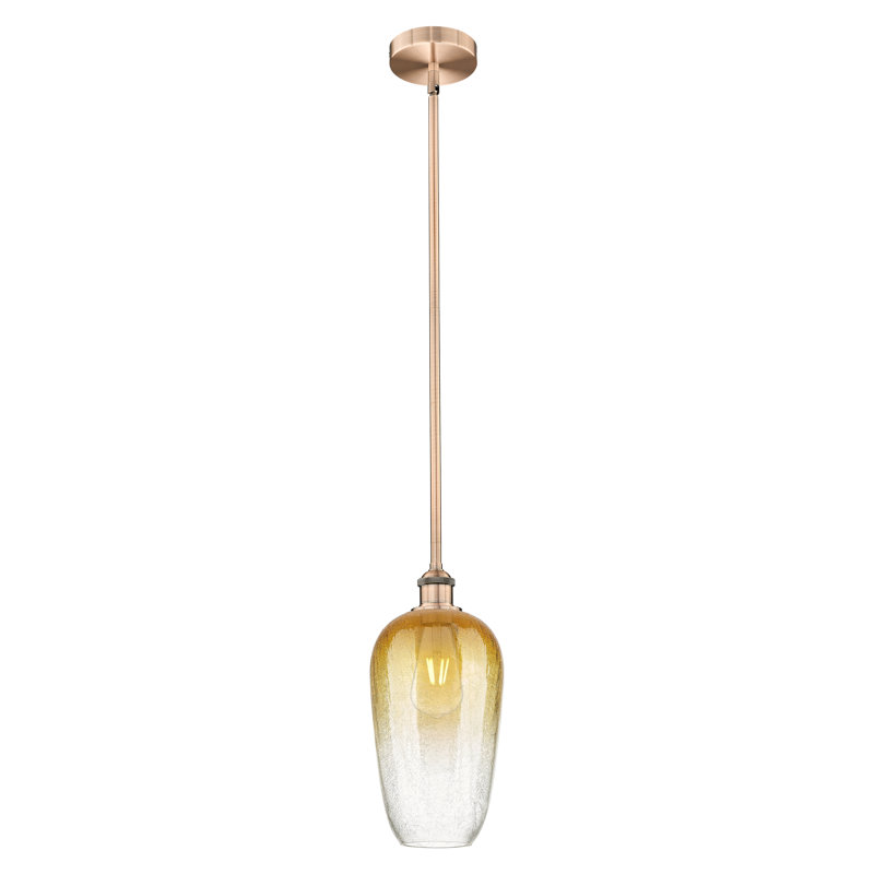 Edison - Flûte Brookhaven - Mini-luminaire suspendu 1 tige 7 po, Ambre, Antique Copper
