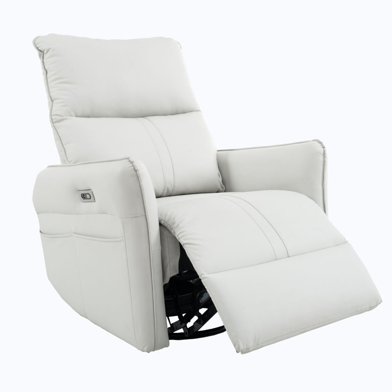 Power Swivel Rocker Recliner Chair, Light Gray
