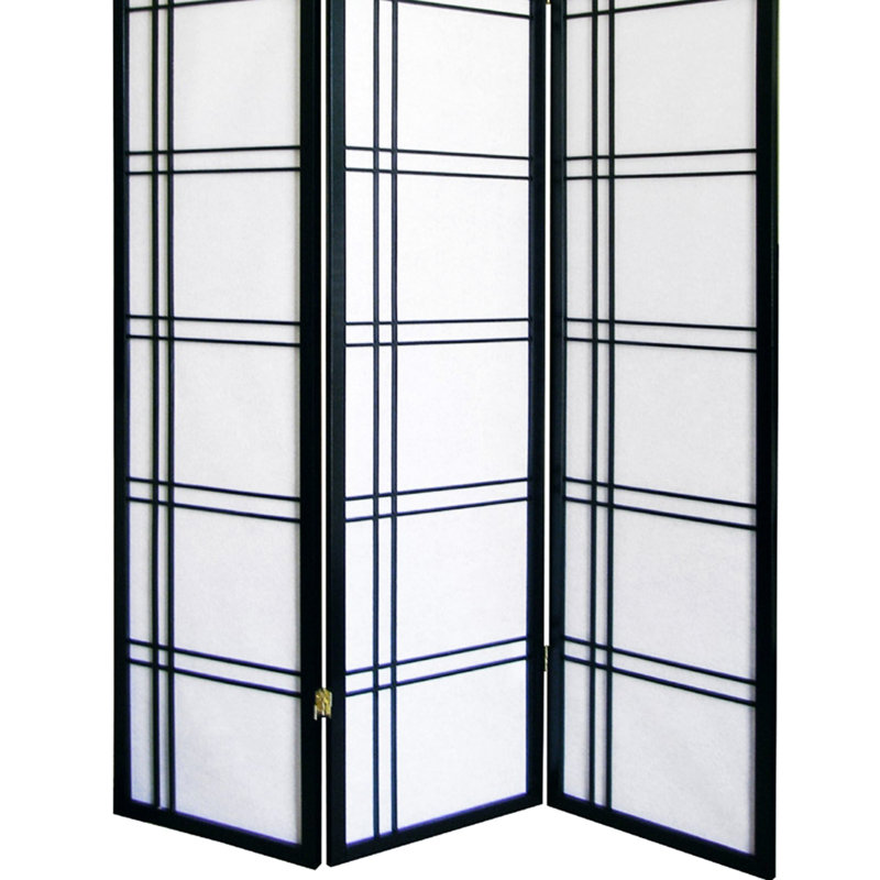 Cloison 70 "à 3 pièces, finition peinte en noir, bois de pin, offre une intimité élégante, pliable pour les grands espaces de séparation, peint, pin, améliore l'intimité et la décoration, gestion