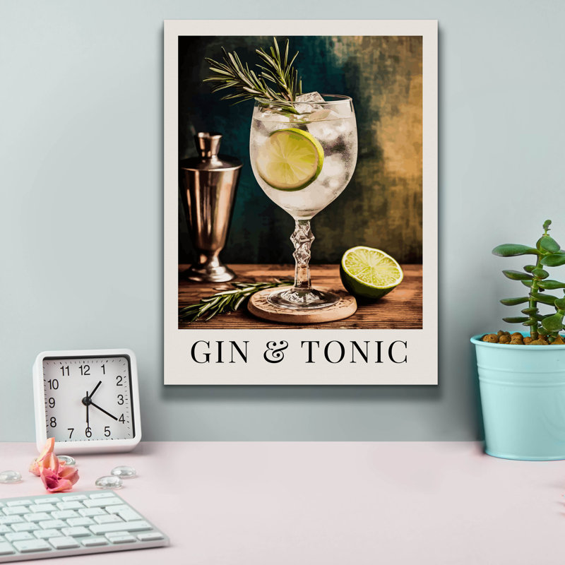 «Gin And Tonic» par Andreas Magnusson, art mural sur toile, 12 po x 16 po, H 16 po x l 12 po x P 0,75 po