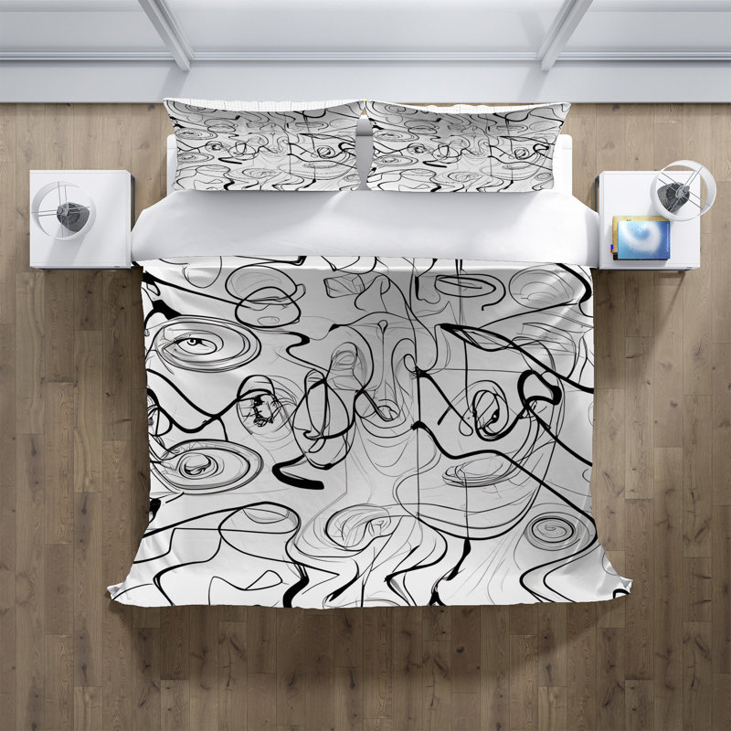 Polyester Abstract Duvet Cover, King Duvet Cover + 2 King Shams