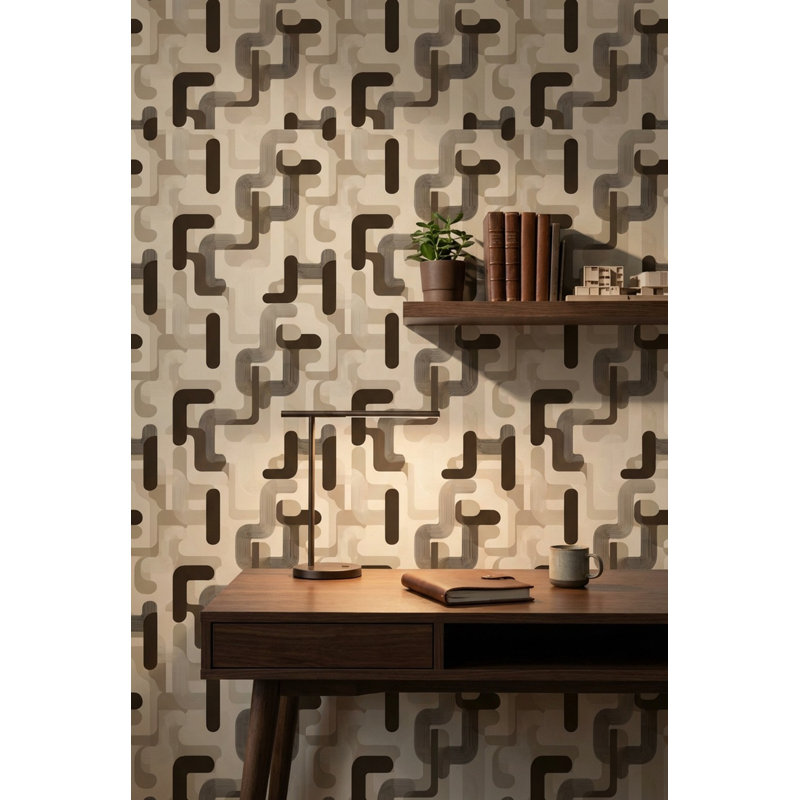 Papier peint fond blanc Mid Century Modern, Texturé non collé
