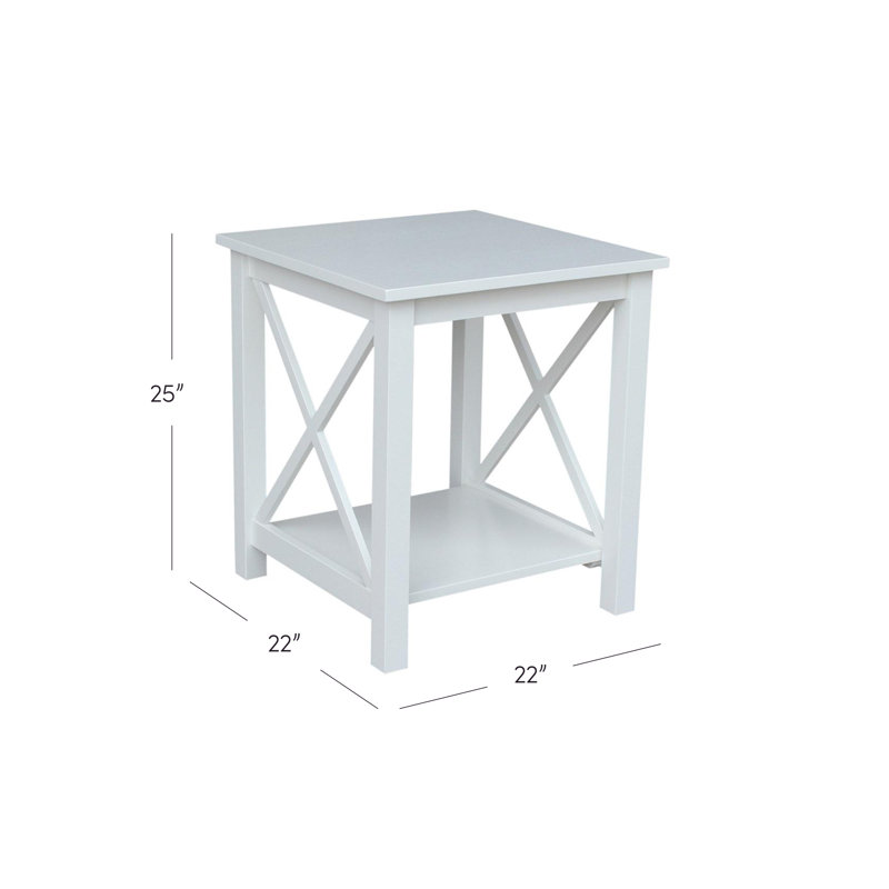 Rossitano Solid Wood End Table, White