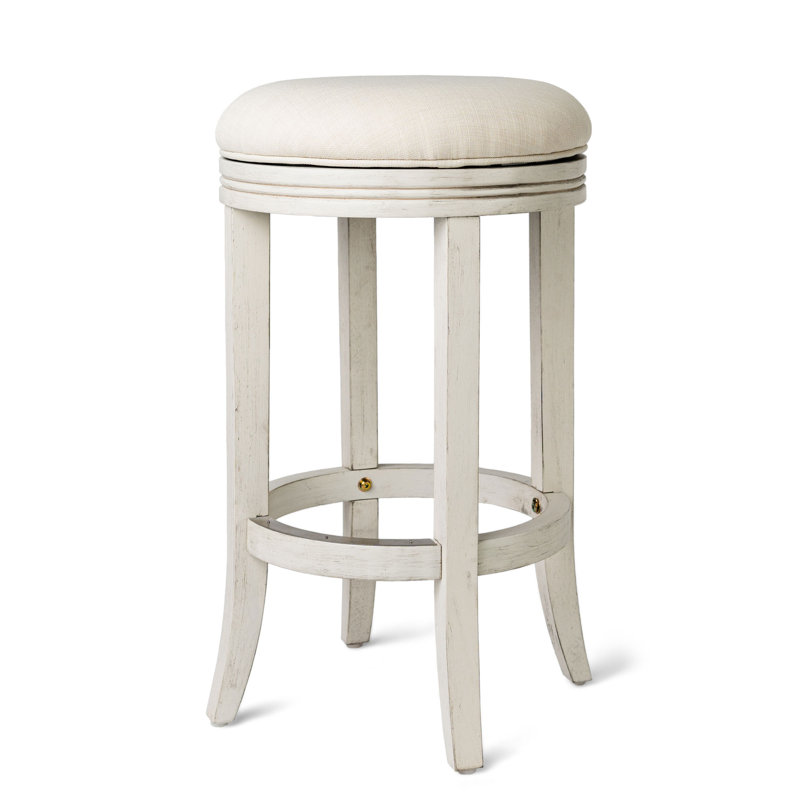 Eva Weathered Oak Round Backless Swivel Counter Stool