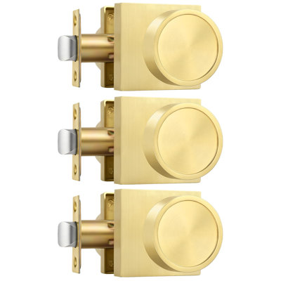 Poignées de porte dorées brossées pour couloir et placard, en alliage de zinc, style contemporain, ensemble de 3.