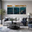 Sharks and Coral in Deep Blue Ocean, ensemble de 3 toiles d'art-660877701