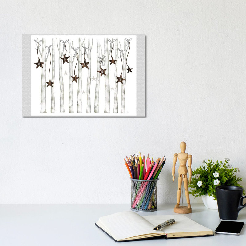 Merry And Bright Birch Trees I by Andi Metz - Wrapped Canvas Painting, 20.32 cm H x 30.48 cm W