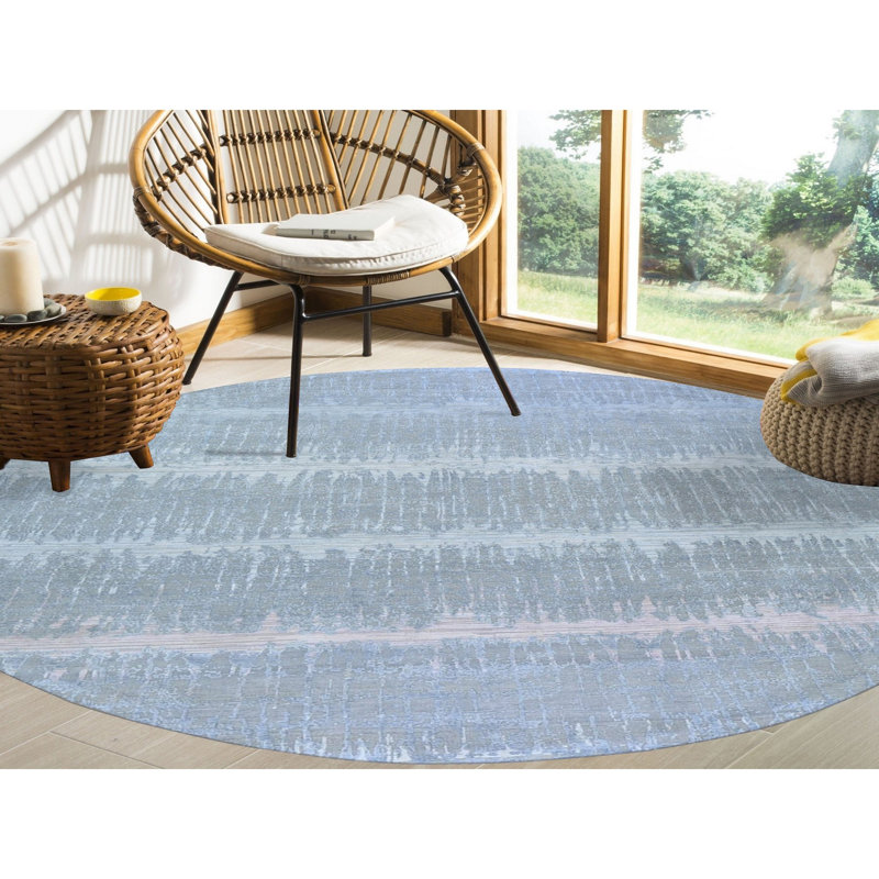 One-of-a-Kind Round 10'1" X 10'1" New Age Round Area Rug in Gray
