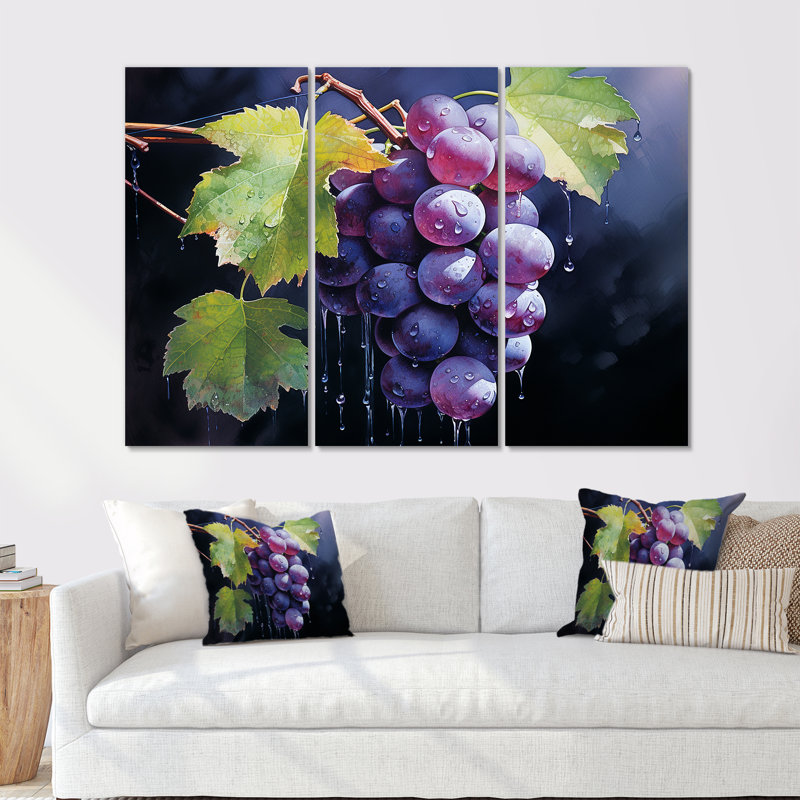 Grapes Grace - Wine Wall Art Set, 32" H x 48" W x 1" D