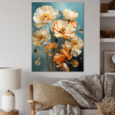 Beige Twilight Impressionistic Poppies, reproduction d'art sur toile