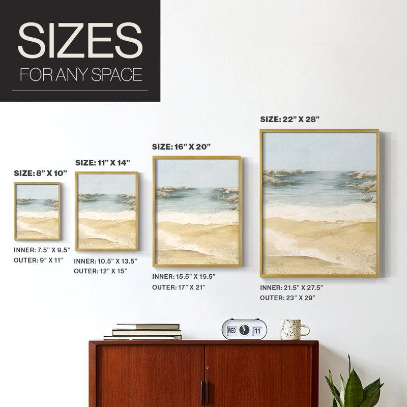 Tranquil Beach II, reproduction encadrée - bois massif, H 28 po x l 22 po
