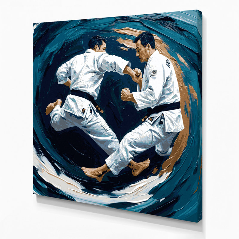 Art mural bleu sur toile Sports Judo, H 8 po x l 8 po