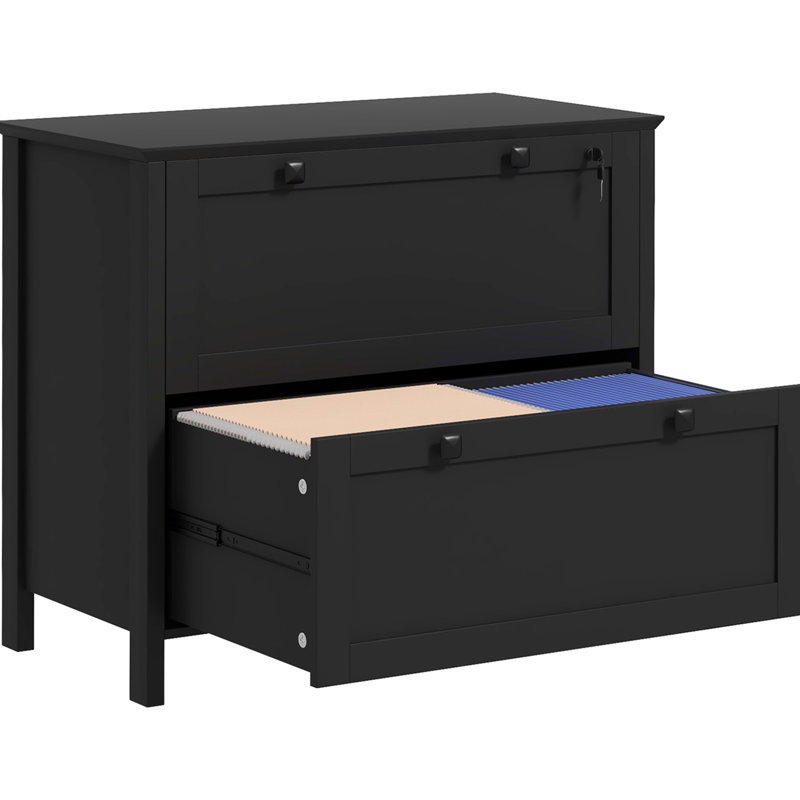 Classeur noir avec 2 tiroirs et serrure. Organisez efficacement votre bureau personnel. Convient aux formats lettre, A4 et légal. Élégant et pratique. - Panneau de particules revêtu. Capacité de l 31,1 po x l 15,7 po x H 28,3 po. Capacité de 132 lb.